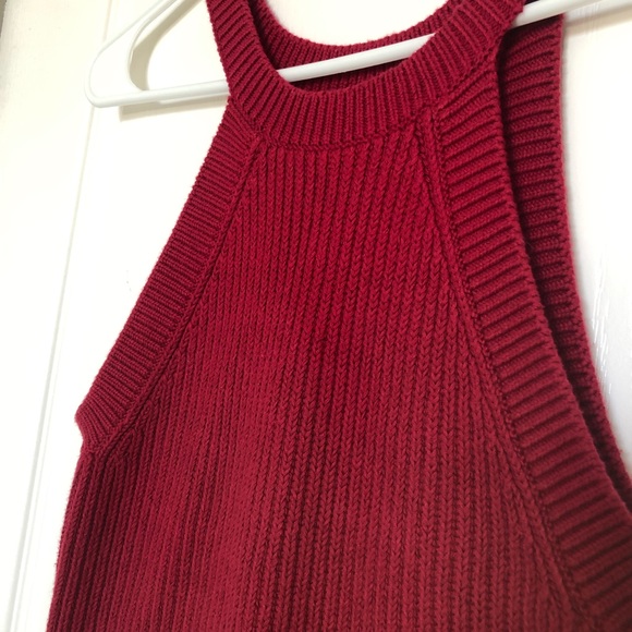Express Red Knit Crop Sweater Top - Picture 3 of 4
